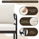 Sodo baldų komplektas: 2 kėdės sofa stalas ir pagalvės (Ruda)