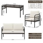 Sodo baldų komplektas: 2 kėdės sofa stalas ir pagalvės (Ruda)
