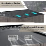 Metalinis sodo namelis su šlaitiniu stogu ir ventiliacija (Pilka)