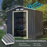 Metalinis sodo namelis su stumdomomis durimis (Pilka)