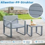 Sodo baldų komplektas 2 vnt. su staliuku atsparus oro sąlygoms (Pilka)