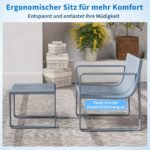 Sodo baldų komplektas 2 vnt. su staliuku atsparus oro sąlygoms (Pilka)