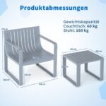 Sodo baldų komplektas 2 vnt. su staliuku atsparus oro sąlygoms (Pilka)