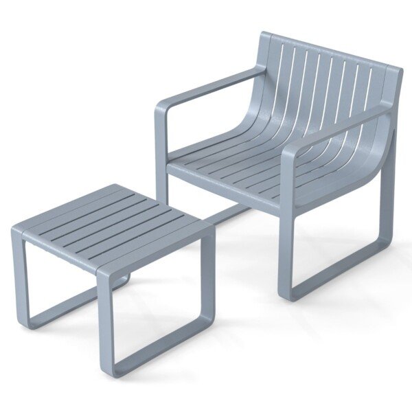 Sodo baldų komplektas 2 vnt. su staliuku atsparus oro sąlygoms (Pilka)