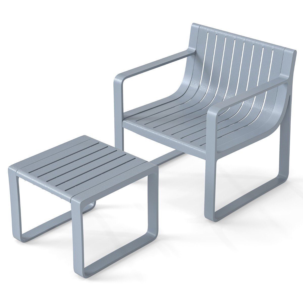 gartenm_bel-12865_6_ Sodo baldų komplektas 2 vnt. su staliuku atsparus oro sąlygoms (Pilka)