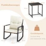 3 dalių lauko baldų komplektas: supamieji krėslai ir staliukas (Balta)