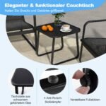 3 dalių lauko baldų komplektas su stalu (Juoda)