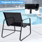 3 dalių lauko baldų komplektas su stalu (Juoda)