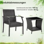 3 dalių lauko baldų komplektas iš ratano su dviem kėdėmis ir staliuku (Ruda)