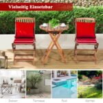 Trijų dalių lauko baldų komplektas su apvaliu stalu ir kėdėmis (Raudona)