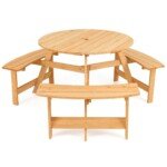 Vaikiškas medinis pikniko stalelis su suoliukais (Natūrali)