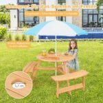 Vaikiškas medinis pikniko stalelis su suoliukais (Natūrali)