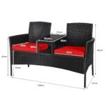 Sodo baldų komplektas: dvivietė sofa su integruotu staliuku (Raudona)