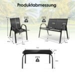 Lauko baldų komplektas: 2 kėdės 1 dvivietė sofa ir staliukas (Juoda)