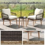 3 dalių lauko baldų komplektas su 2 kėdėmis ir stalu (Ruda)