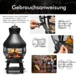 Lauko ketaus laužavietė su dangčiu ir kibirkščių gaudykle (Juoda)