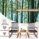 Akacijos medienos lauko poilsio komplektas su dviem supamaisiais krėslais ir staliuku (Natūrali)