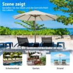 270 cm terasos skėtis su medine konstrukcija ir 30° pasukimu (Smėlio)