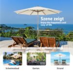 Terasinis skėtis nuo saulės 300 cm medinis su 30° kampo reguliavimu (Smėlio)