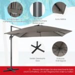 Sodo skėtis su 3 reguliavimo padėtimis ir 360° rotacija 300x300 cm (Pilka)