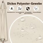 270 cm terasos skėtis su medine konstrukcija ir 30° pasukimu (Smėlio)