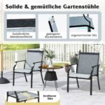 Lauko kėdžių komplektas (2 vnt.) metalinis rėmas 150 kg apkrova (Mėlyna)