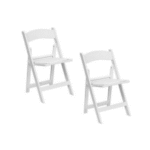 Sulankstomos lauko kėdės 2 vnt. atsparios oro sąlygoms 500 kg talpos (Balta)
