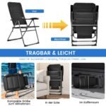 Sulankstoma sodo kėdė su reguliuojamu atlošu (Juoda)