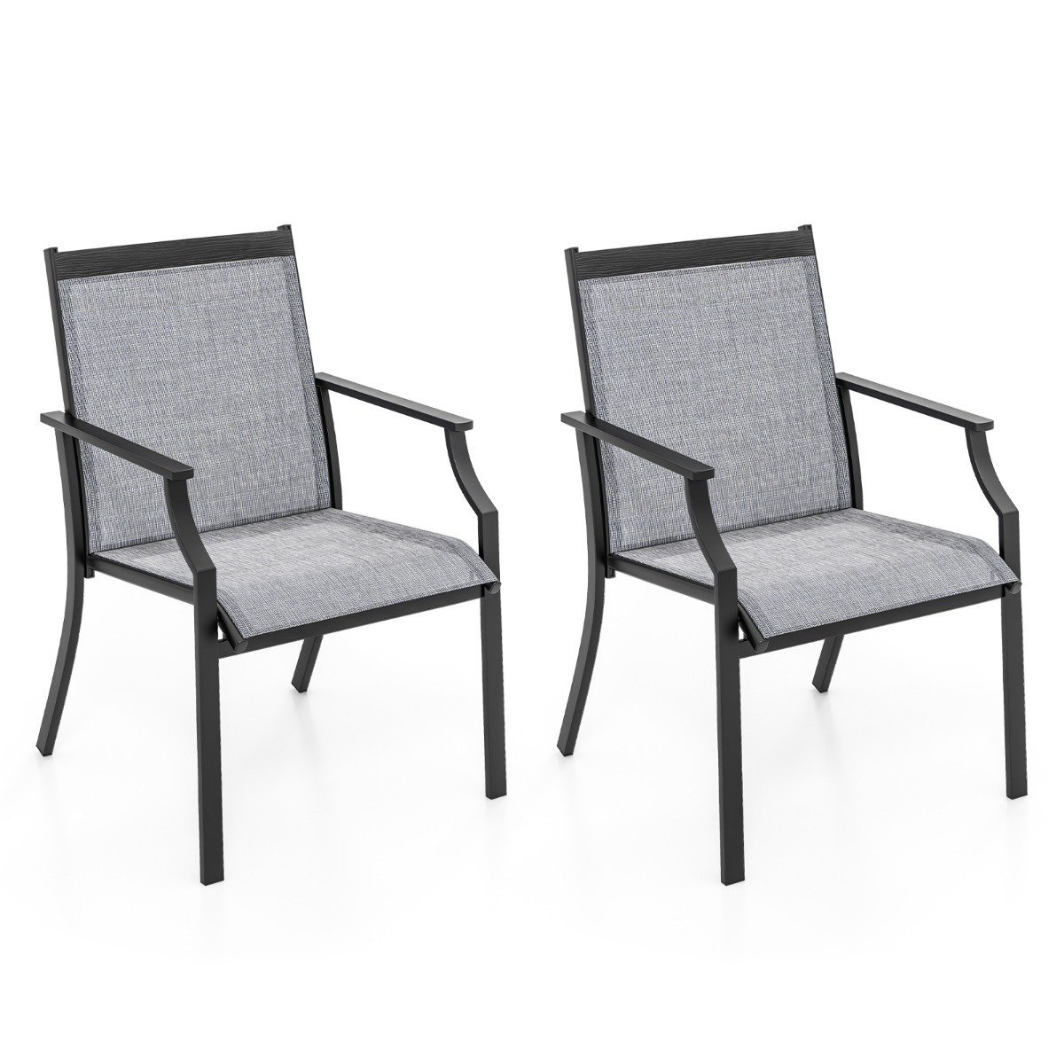 gartenst_hle-np11360gr-2_5_ Sodo kėdė su plačia sėdyne ir metaliniu rėmu (150 kg) (Pilka)