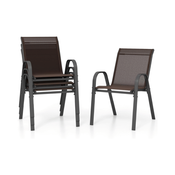 Sukraunamos sodo kėdės metaliniu rėmu (Ruda)