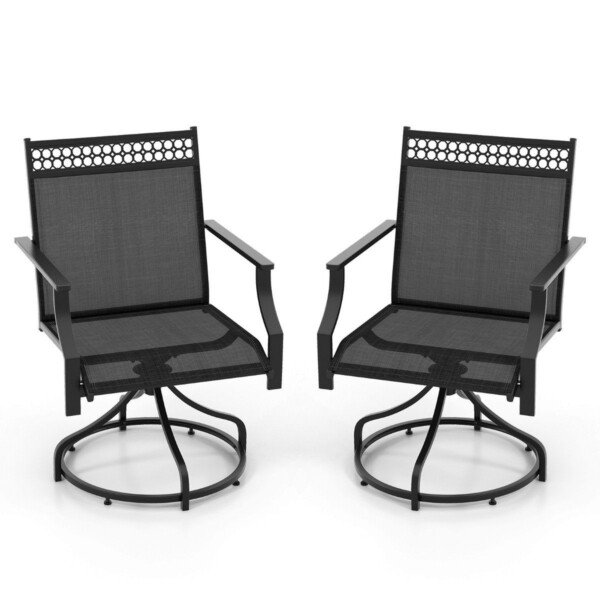 Sodo kėdės 2 vnt su 360° sukimosi funkcija (Juoda)