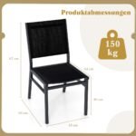 Aliuminio lauko kėdė su kvėpuojančiu sėdimuoju paviršiumi (Juoda)