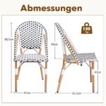 Sodo kėdės su PE rotango pynimu ir metaliniu rėmu (2 vnt) (Juoda ir balta)