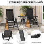 Sulankstomas lauko kėdžių komplektas (2 vnt.) reguliuojama nugarėlė (Juoda)