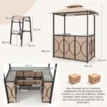 Lauko baro komplektas su pavėsine ir dviem taburetėmis (Ruda)