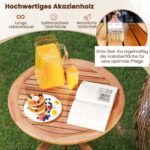 Apvalus akacijos medienos sodo staliukas (Natūrali)