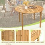 Apvalus akacijos medienos lauko stalas 4 asmenims (Natūrali)