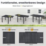 Išskleidžiamas aliuminio sodo stalas 80/160 x 80 cm (Tamsiai pilka)