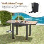 Išskleidžiamas aliuminio sodo stalas 80/160 x 80 cm su medžio imitacijos stalviršiu (Natūrali)