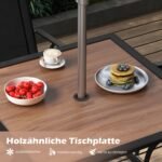 Kvadratinis lauko stalas su medžio imitacijos stalviršiu ir skėčio anga (Ruda)