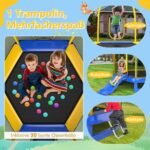 Vaikiškas batutas su čiuožykla ir kopėtėlėmis 223 cm (Mėlyna)