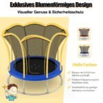 Lauko batutas gėlių forma su saugos tinklu 305 cm (Geltona)