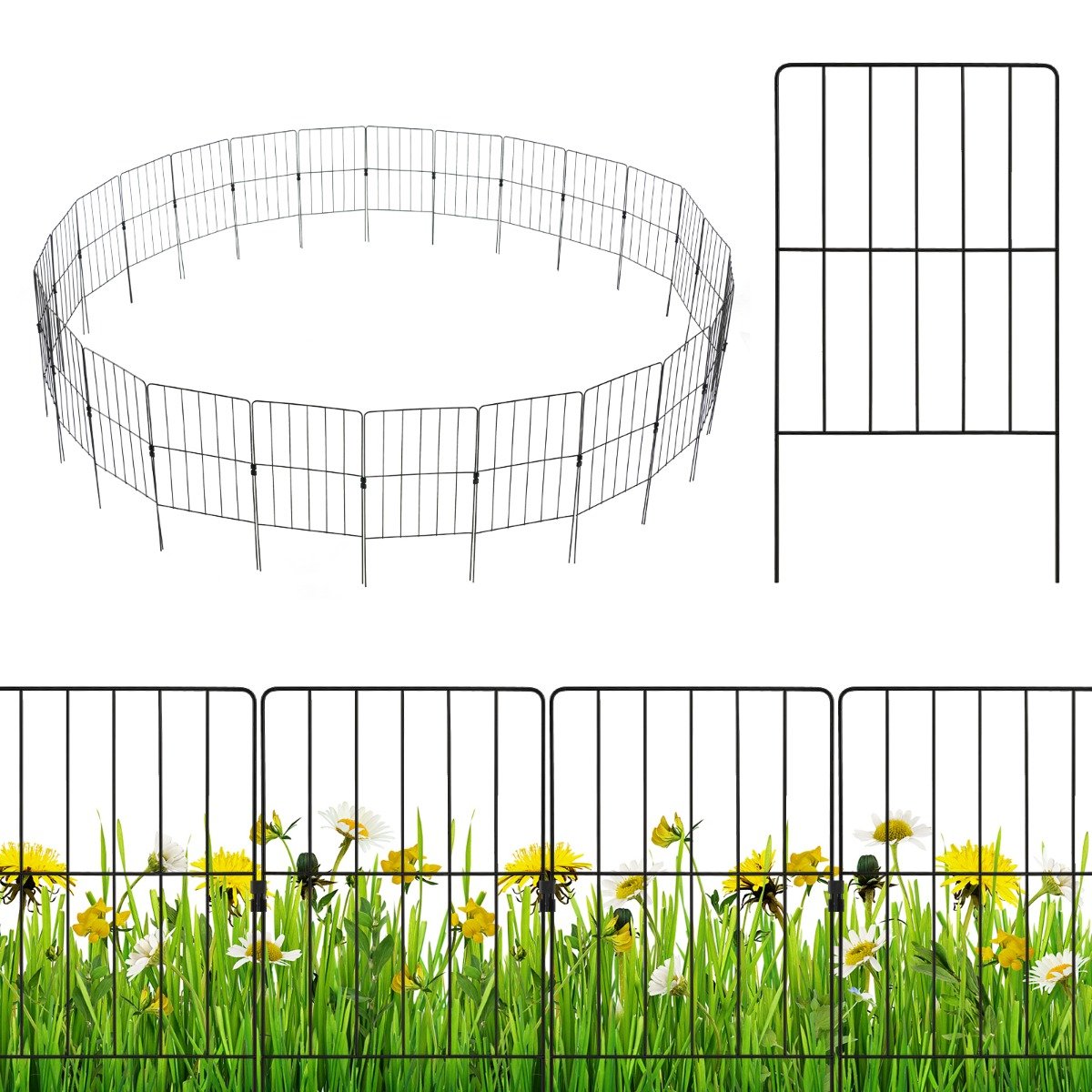 gartenzaun-gt3987_8_ Dekoratyvinė tvorelė gėlynams 25 vnt. 33 x 61 cm (Juoda)