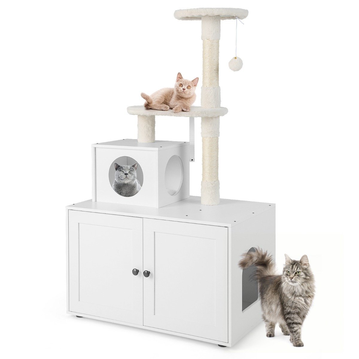 geh_use-f_r-katzentoilette-pv10055wh_9_ Daugiafunkcis kačių namelis su draskykle ir slėptuve (Balta)