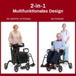 Lengvas sulankstomas 2-in-1 kelioninis vaikštynė-vežimėlis reguliuojamas 6 aukščio padėtimis (Juoda)