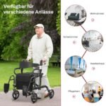 Lengvas sulankstomas 2-in-1 kelioninis vaikštynė-vežimėlis reguliuojamas 6 aukščio padėtimis (Juoda)