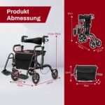 Lengvas sulankstomas 2-in-1 kelioninis vaikštynė-vežimėlis reguliuojamas 6 aukščio padėtimis (Juoda)