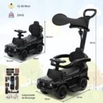 Vaikiškas automobilis su vairu ir stogeliu (Juoda)