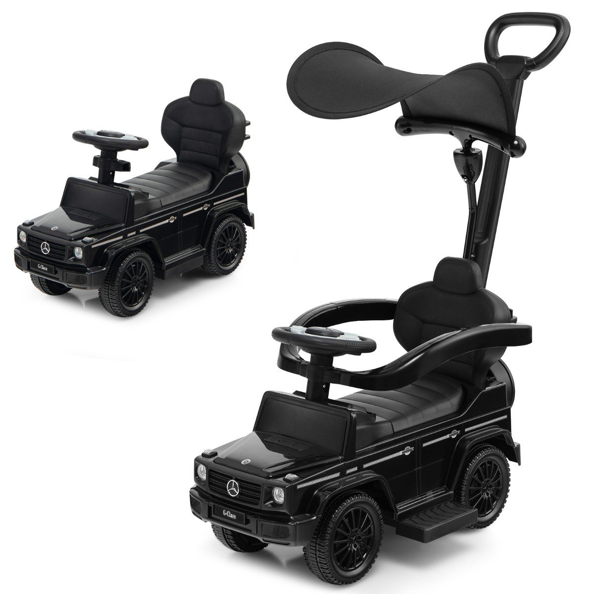 gehwagen-tq10076dk_9__1 Vaikiškas automobilis su vairu ir stogeliu (Juoda)