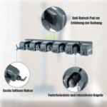Daiktų laikiklis su 5 automatinėmis spaustuvėmis ir 6 kabliukais (Tamsiai pilka)